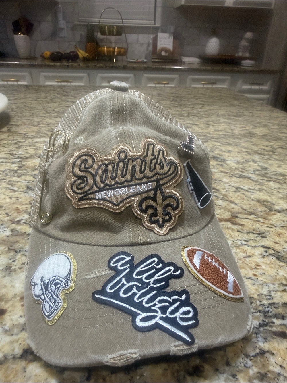 New Orleans Saints Khaki Patch Baseball Cap